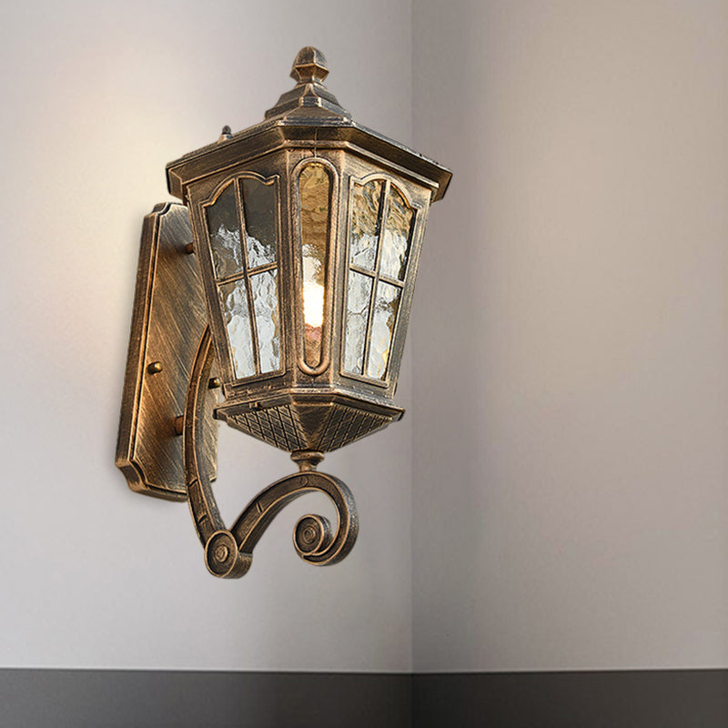 Traditional Outdoor Wall Lantern | Brass or Black Porch Light with Dimpled Glass