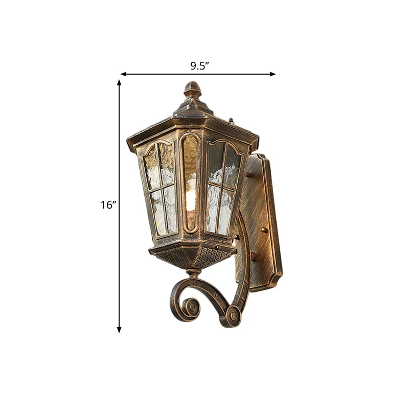 Traditional Outdoor Wall Lantern | Brass or Black Porch Light with Dimpled Glass