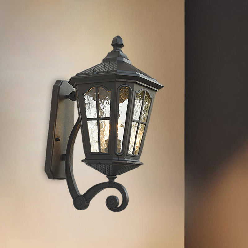 Traditional Outdoor Wall Lantern | Brass or Black Porch Light with Dimpled Glass