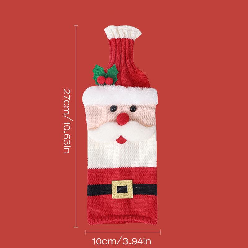 Santa Wine Bottle Cover – Knitted Christmas Bottle Sleeve for Holidays