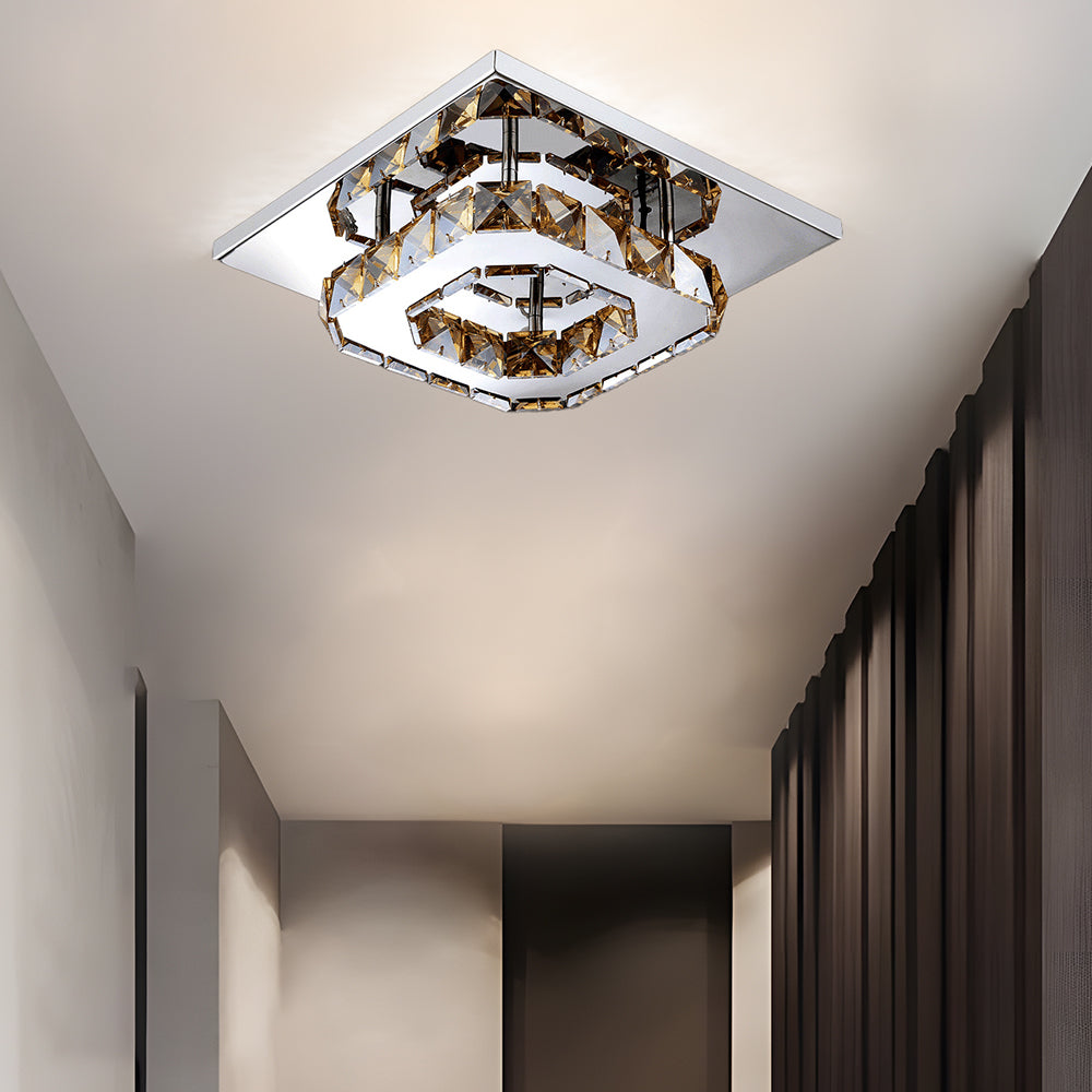 Crystal LED Flush Mount Ceiling Light Modern Dimmable