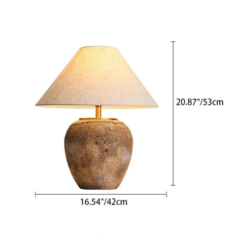Ceramic Table Lamp with Fabric Shade | Modern Shabby Chic Bedside Lamp
