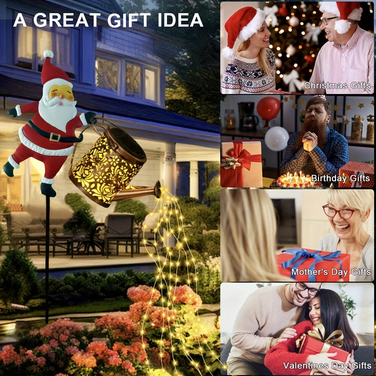 Solar Santa Lantern – Cute Hanging LED Christmas Light, Battery-Free Outdoor/Indoor Decoration