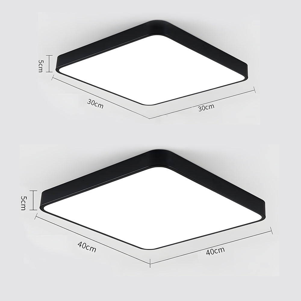 Black Modern LED Ceiling Light - Dimmable Flush Mount for Kitchen & Bedroom