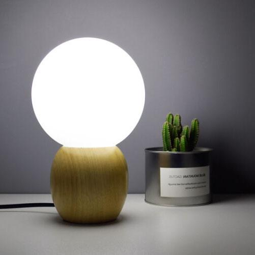 Nordic Wooden Table Lamp | Minimalist Glass Orb Bedside Lamp