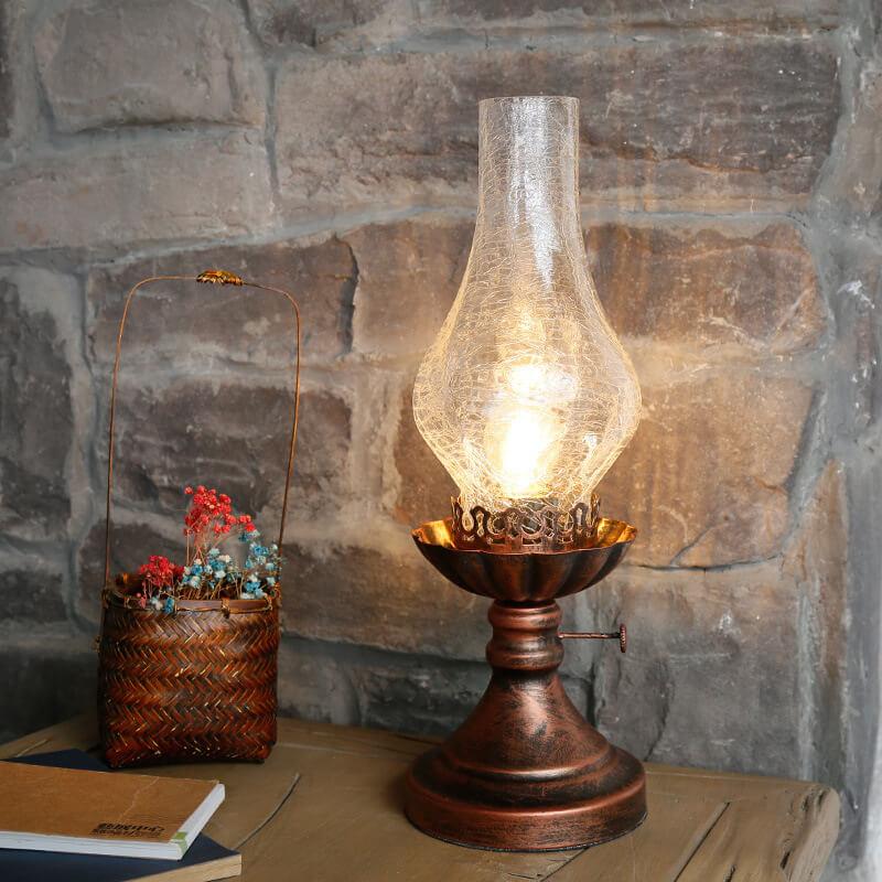 Vintage Kerosene Oil Lamp | Antique Retro Table Lamp for Rustic & Industrial Home Decor