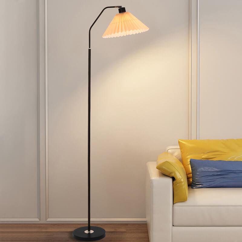 Modern Pleated Fabric Floor Lamp | Minimalist Standing Light for Bedroom & Living Room