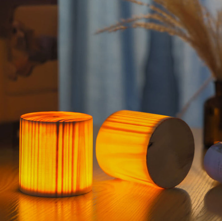 Wood LED Touch Night Light | Modern Wooden Table Lamp