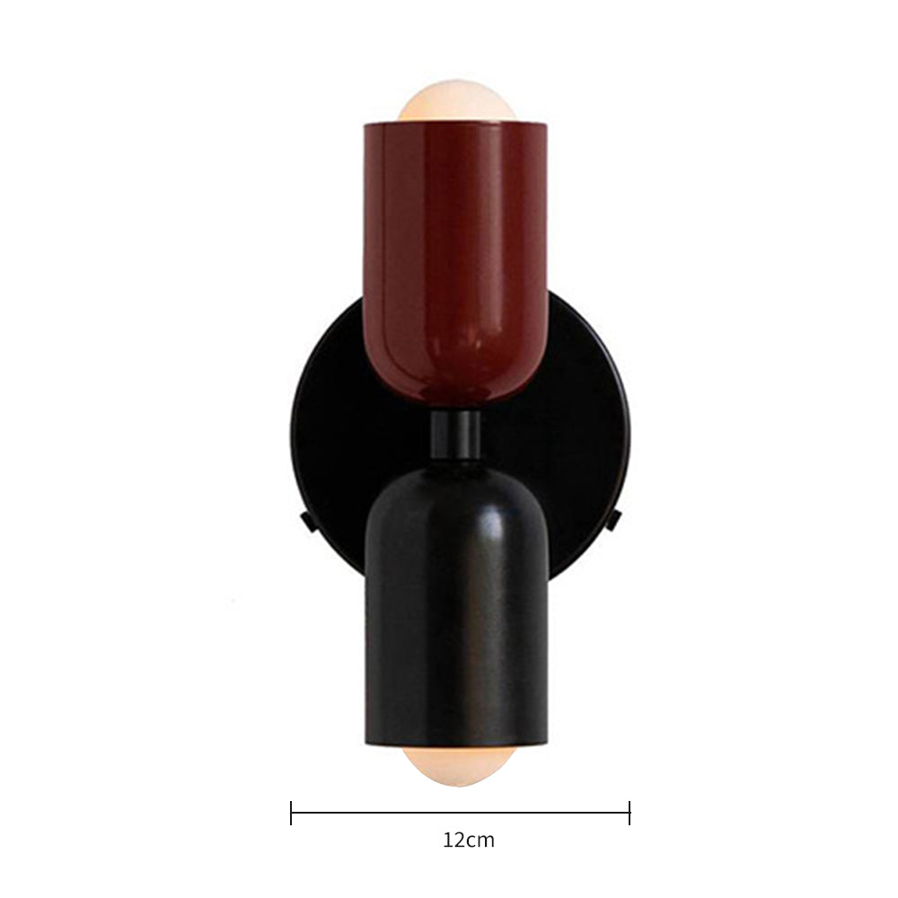 Modern Dual-Shade Wall Sconce | Black & Terracotta Color Block Fixture