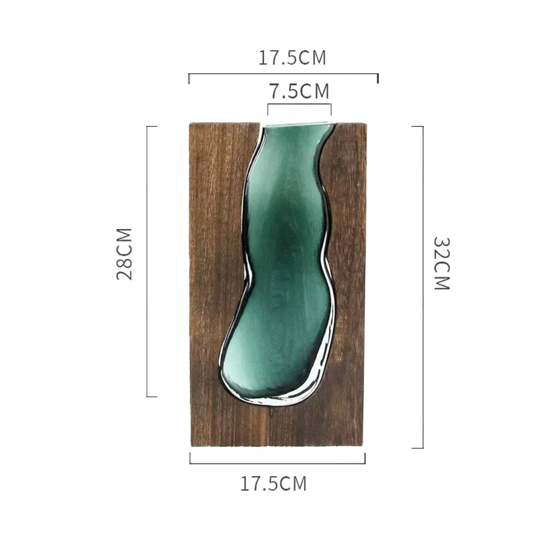 Nordic Wood & Glass Live Edge Vase | Modern Decorative Flower Vase for Living Room & Home Décor