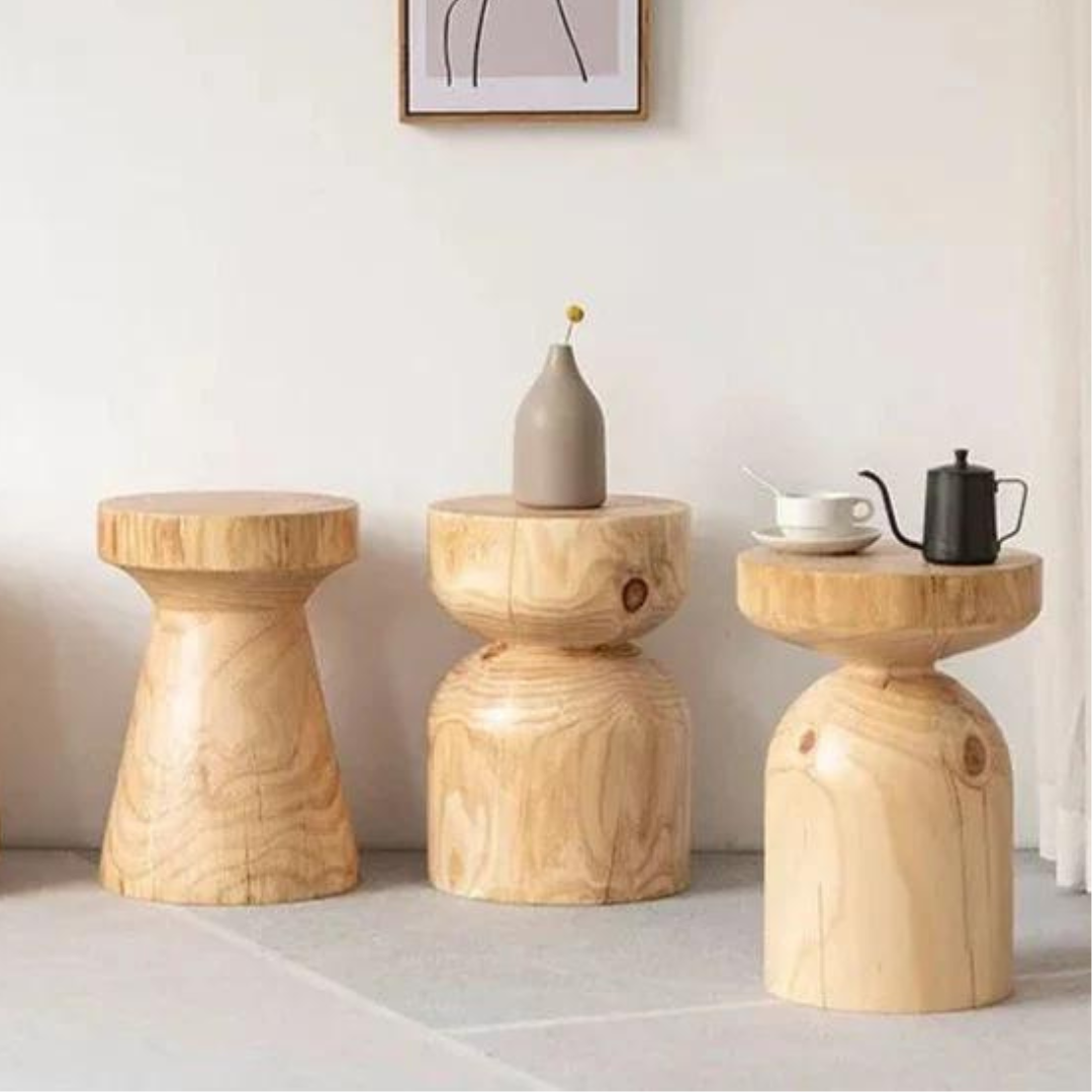 Natural Wooden Side Table | Solid Wood Accent Table for Living Room