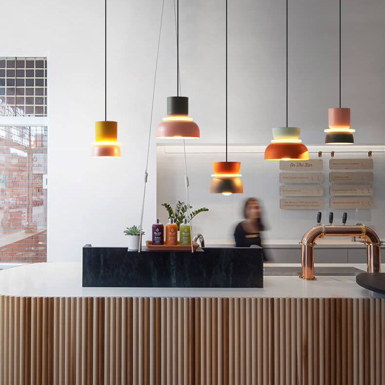 Nordic Colorful Macaron LED Pendant Light - Single Dome Kitchen Island Lamp