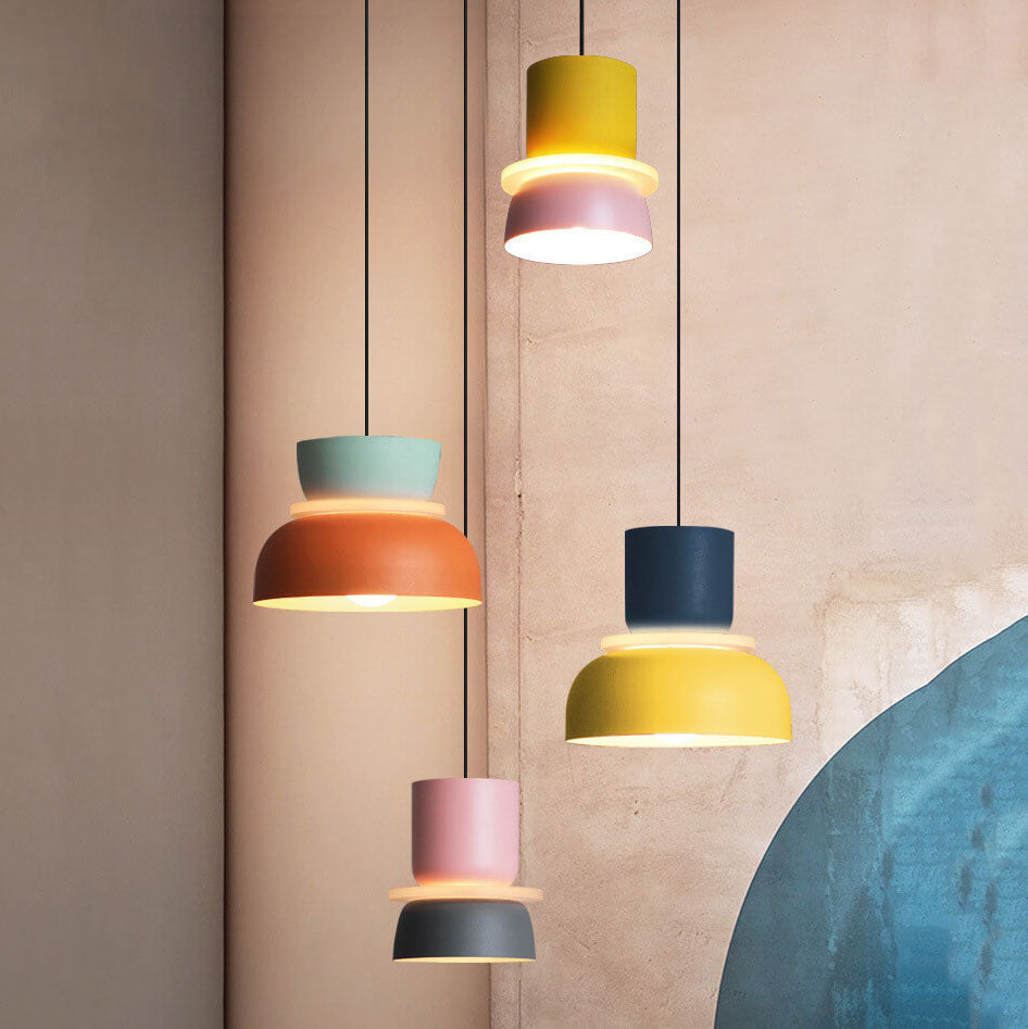 Nordic Colorful Macaron LED Pendant Light - Single Dome Kitchen Island Lamp