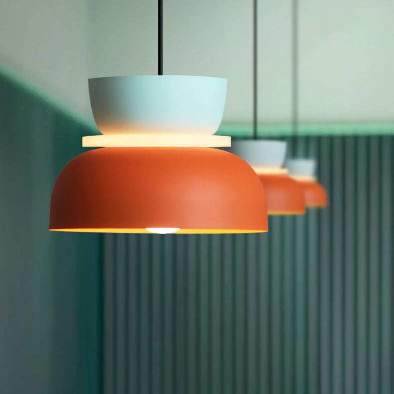 Nordic Colorful Macaron LED Pendant Light - Single Dome Kitchen Island Lamp