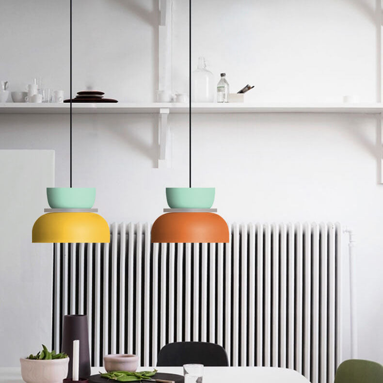 Nordic Colorful Macaron LED Pendant Light - Single Dome Kitchen Island Lamp