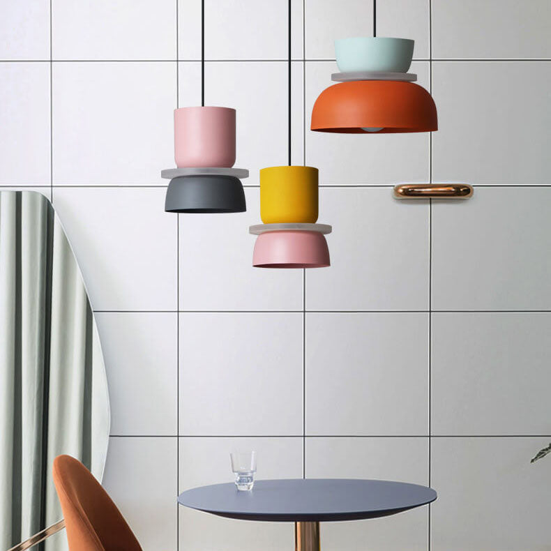 Nordic Colorful Macaron LED Pendant Light - Single Dome Kitchen Island Lamp