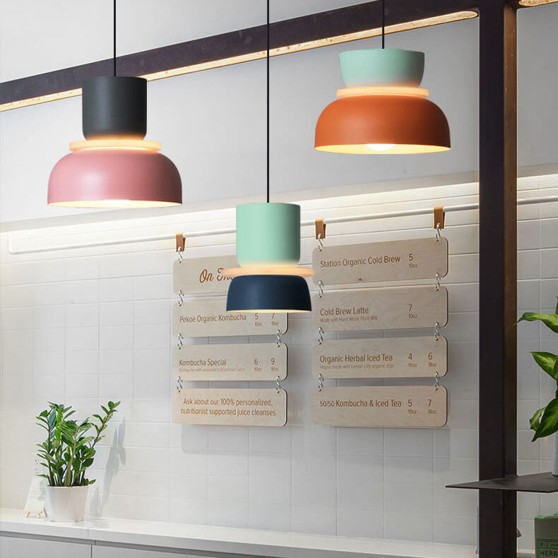 Nordic Colorful Macaron LED Pendant Light - Single Dome Kitchen Island Lamp