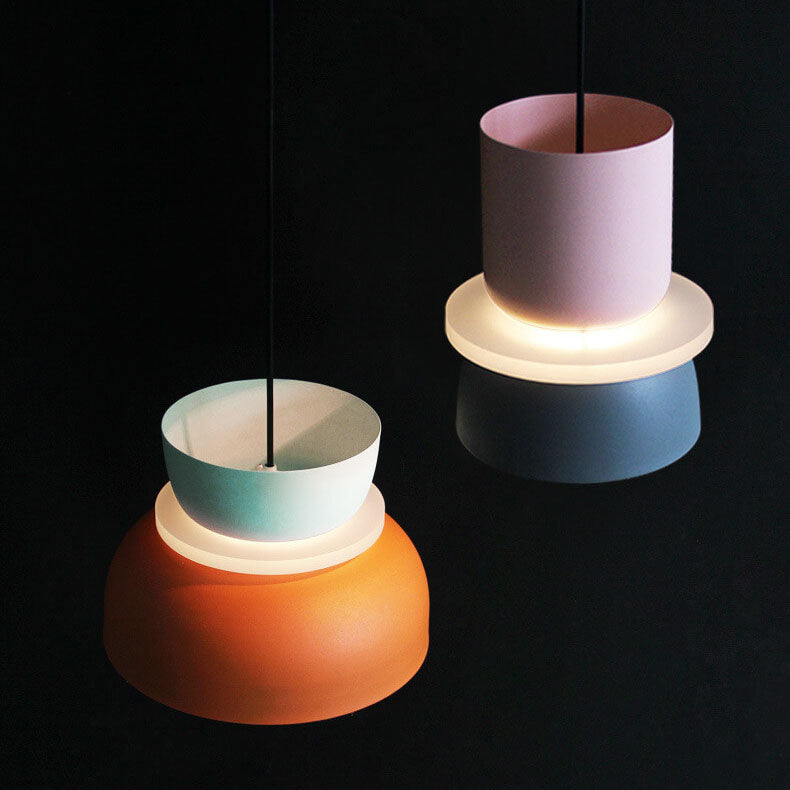 Nordic Colorful Macaron LED Pendant Light - Single Dome Kitchen Island Lamp