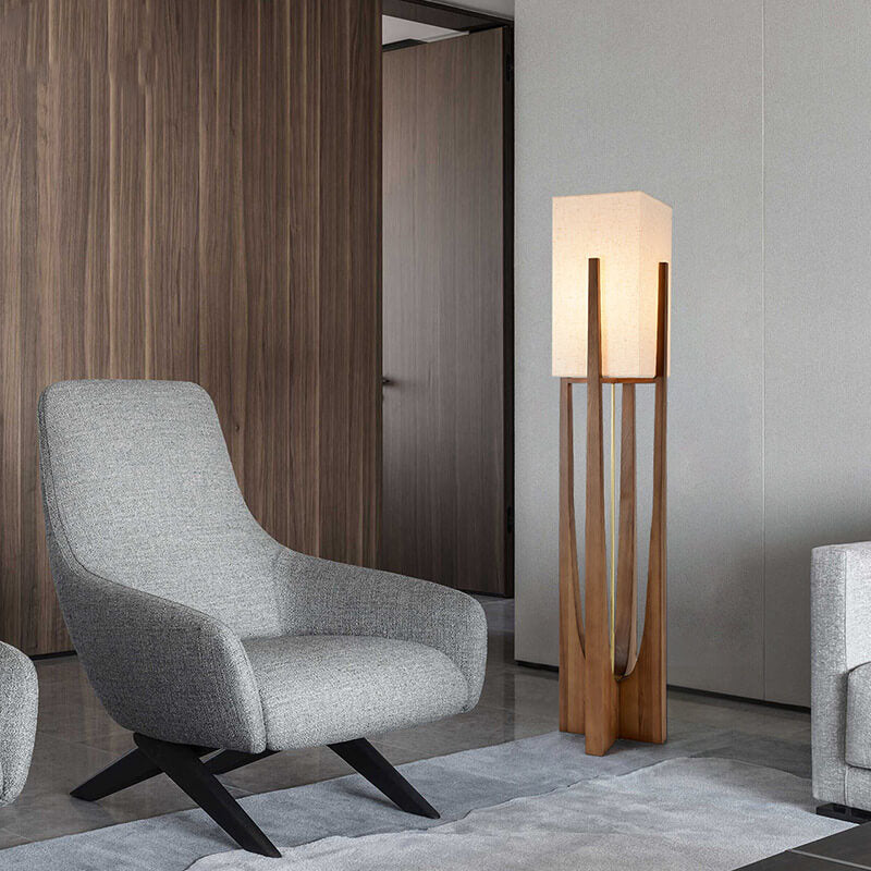 Modern Fabric Wood Standing Floor Lamp