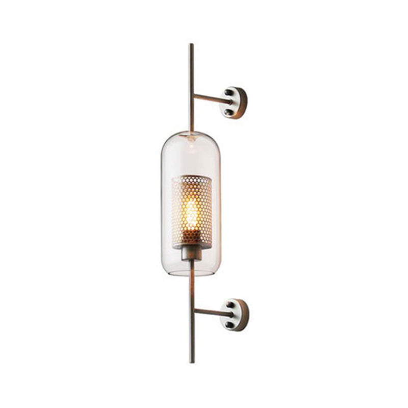 Modern Clear Glass Wall Lamp – Geometric Single-Bulb Light Fixture for Hallway