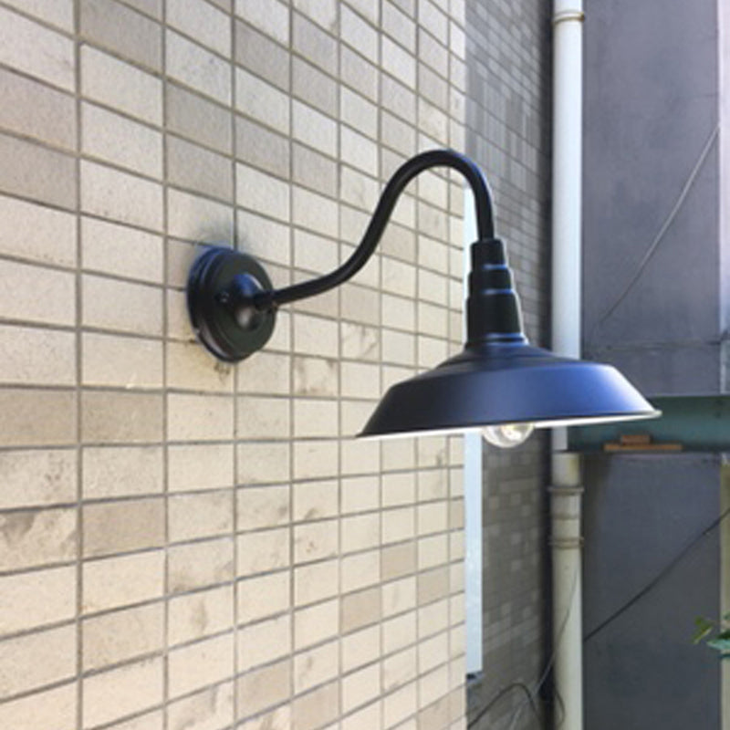 Industrial Outdoor Wall Light | Vintage Gooseneck Barn Wall Lamp for Porch & Garden