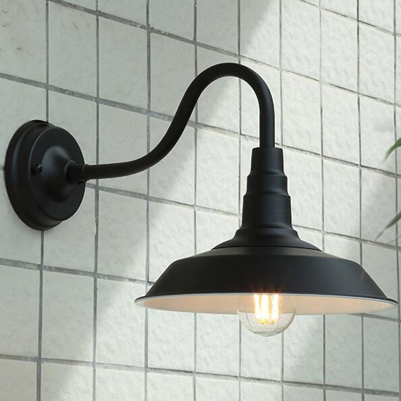 Industrial Outdoor Wall Light | Vintage Gooseneck Barn Wall Lamp for Porch & Garden