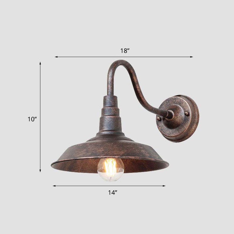 Industrial Outdoor Wall Light | Vintage Gooseneck Barn Wall Lamp for Porch & Garden