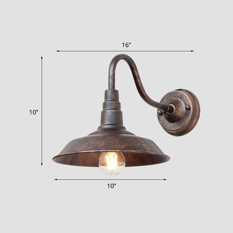 Industrial Outdoor Wall Light | Vintage Gooseneck Barn Wall Lamp for Porch & Garden
