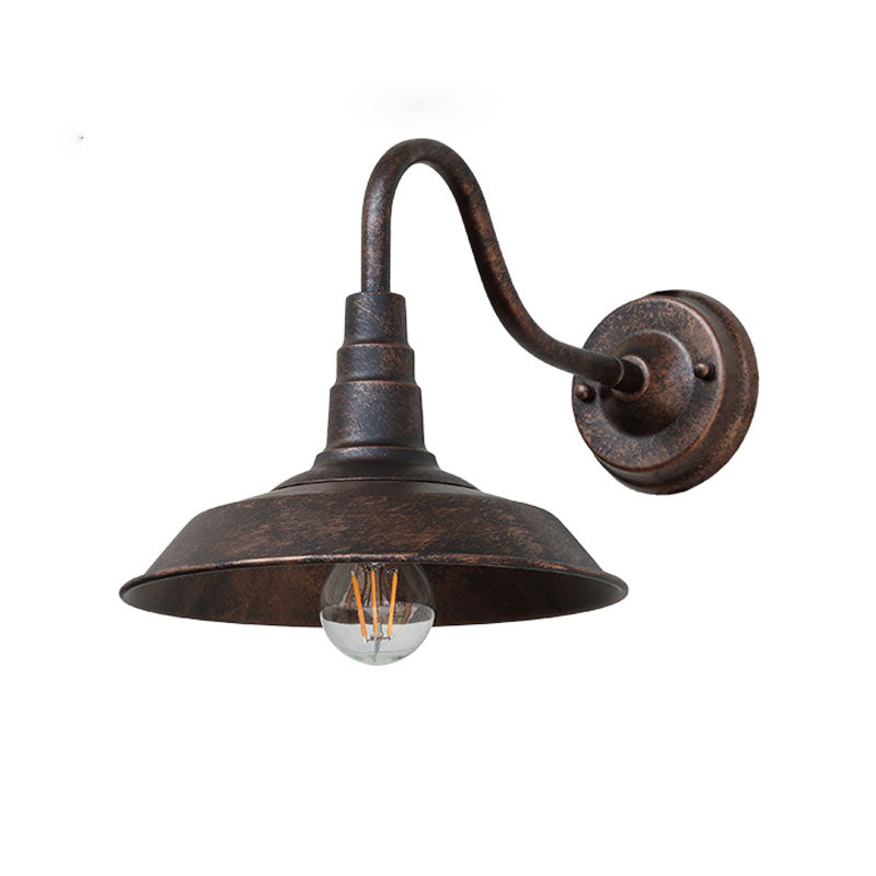 Industrial Outdoor Wall Light | Vintage Gooseneck Barn Wall Lamp for Porch & Garden