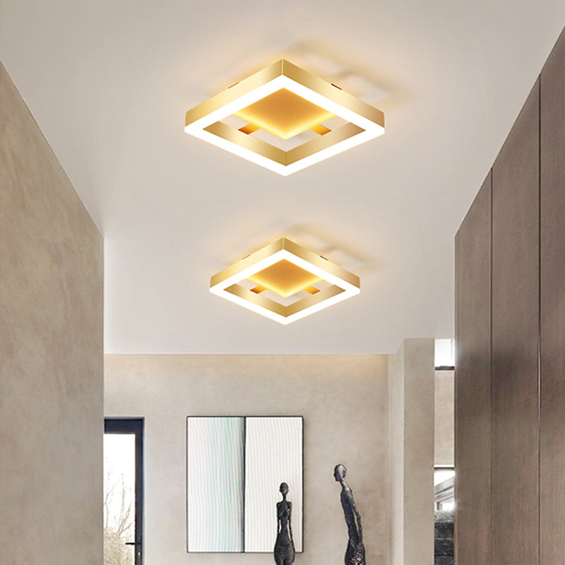 Modern Gold LED Flush Mount Ceiling Light | Contemporary Low-Profile Fixture