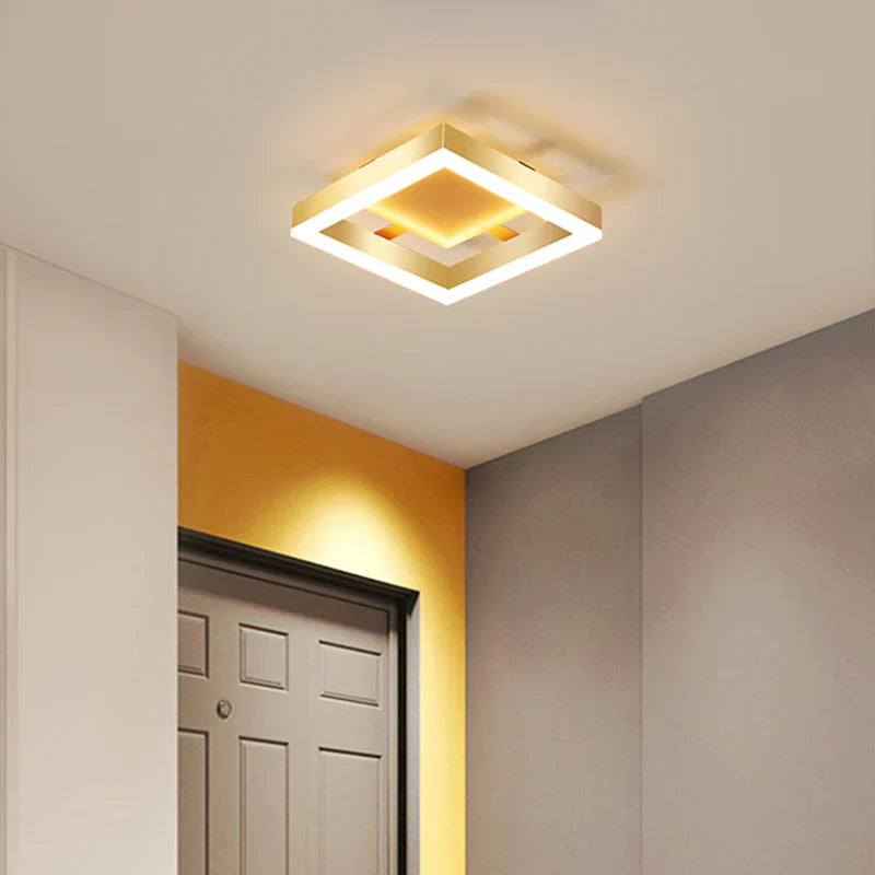 Modern Gold LED Flush Mount Ceiling Light | Contemporary Low-Profile Fixture
