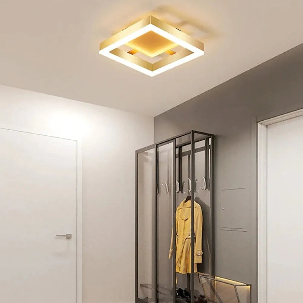 Modern Gold LED Flush Mount Ceiling Light | Contemporary Low-Profile Fixture