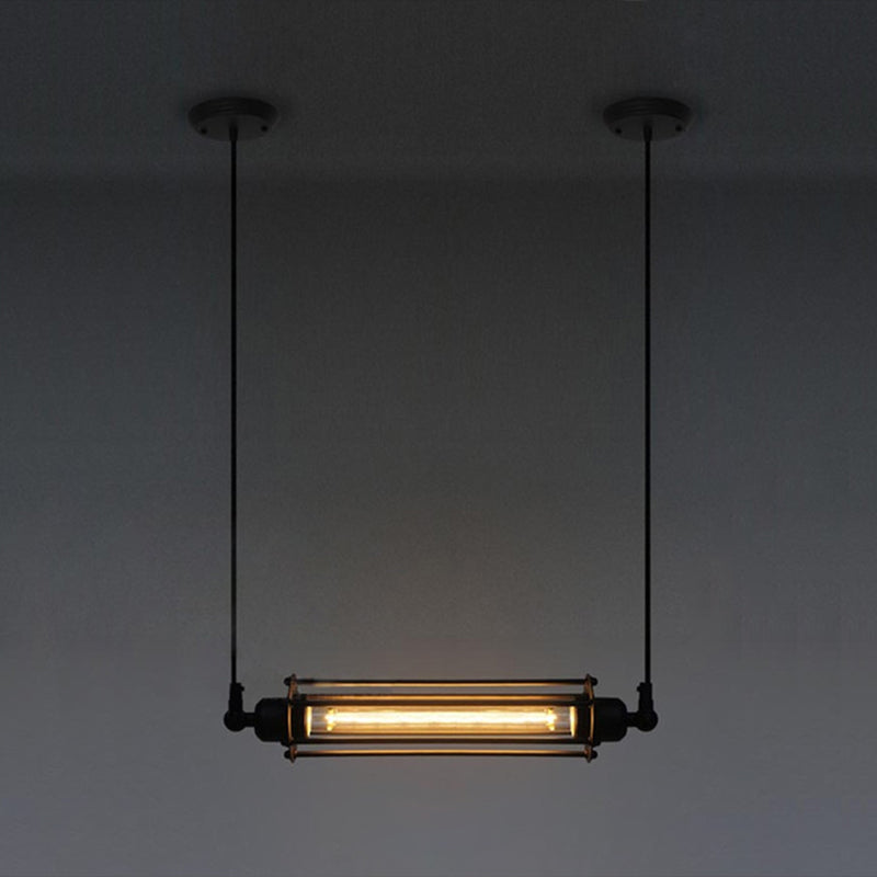 Industrial Pendant Light | Black Iron Cage Ceiling Light