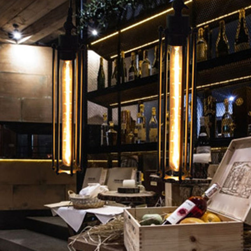 Industrial Pendant Light | Black Iron Cage Ceiling Light