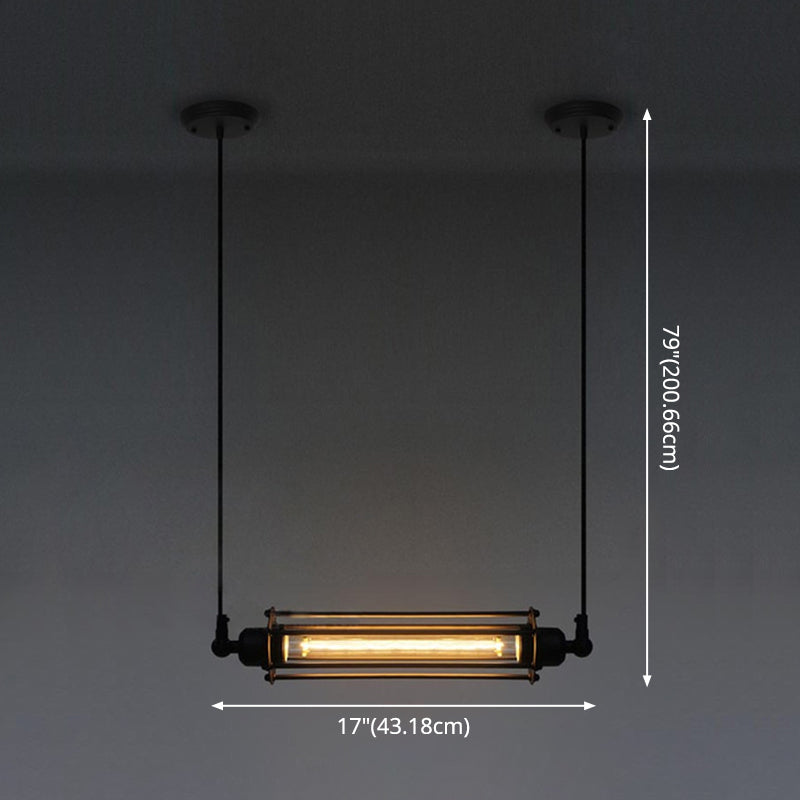 Industrial Pendant Light | Black Iron Cage Ceiling Light