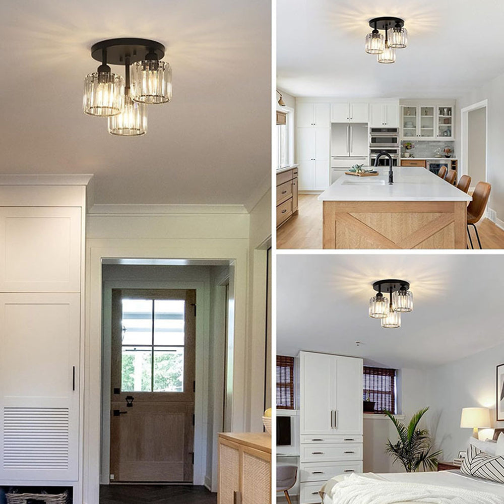 3-Light Crystal Semi-Flush Mount Ceiling Fixture | Modern Ceiling Light