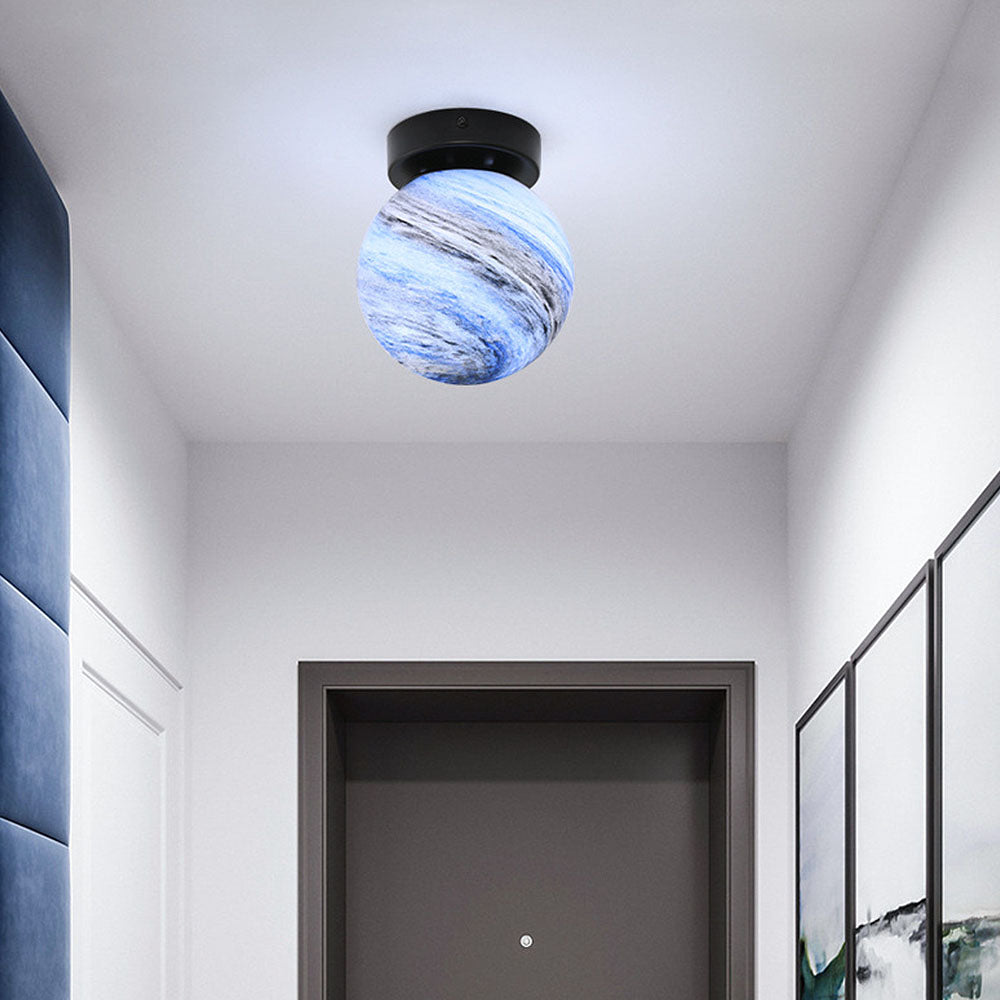 Modern Glass Globe Ceiling Light Flush Mount White