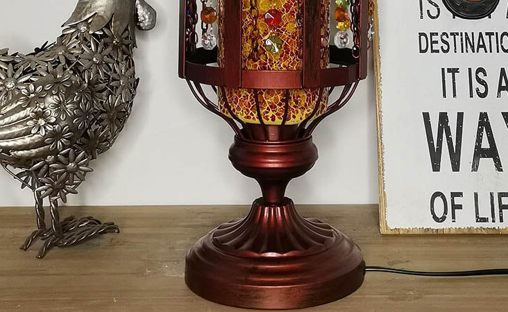 Vintage Turkish Stained Glass Lamp | Handmade Mosaic Lantern Table Light