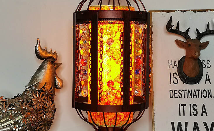 Vintage Turkish Stained Glass Lamp | Handmade Mosaic Lantern Table Light