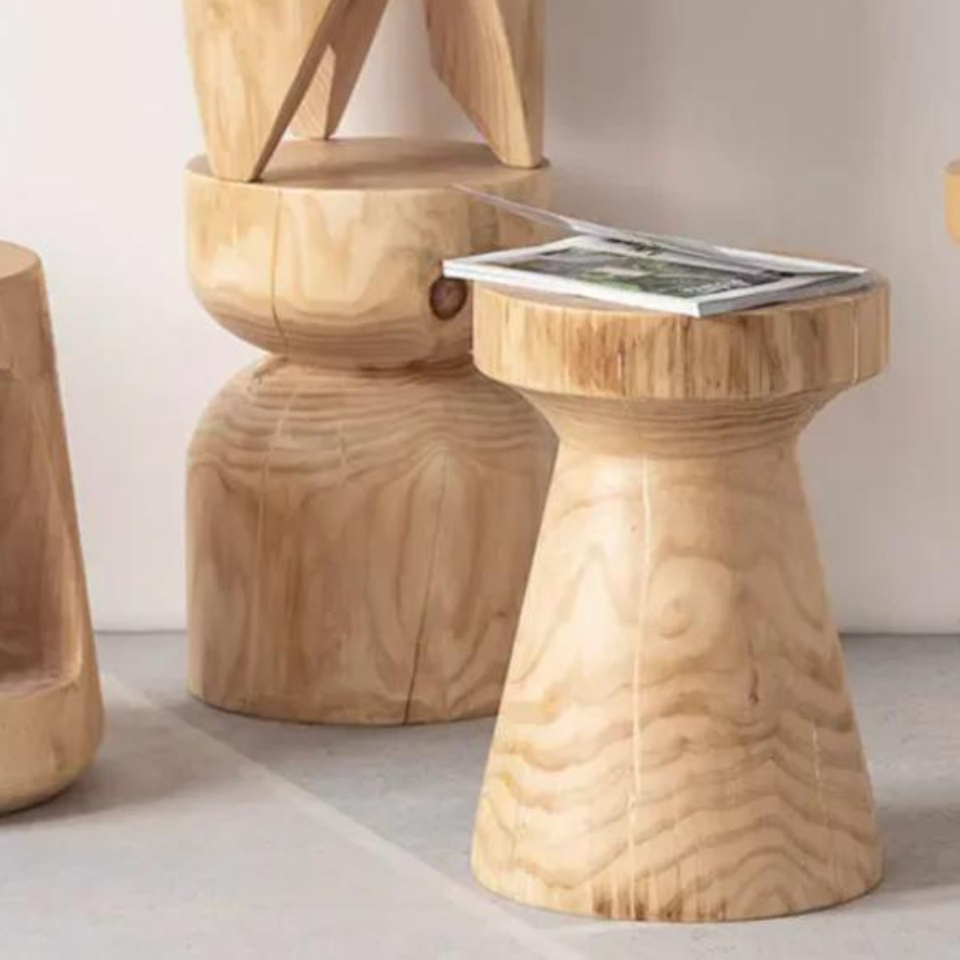 Natural Wooden Side Table | Solid Wood Accent Table for Living Room