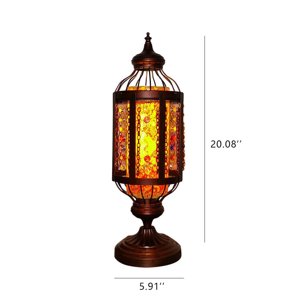 Vintage Turkish Stained Glass Lamp | Handmade Mosaic Lantern Table Light