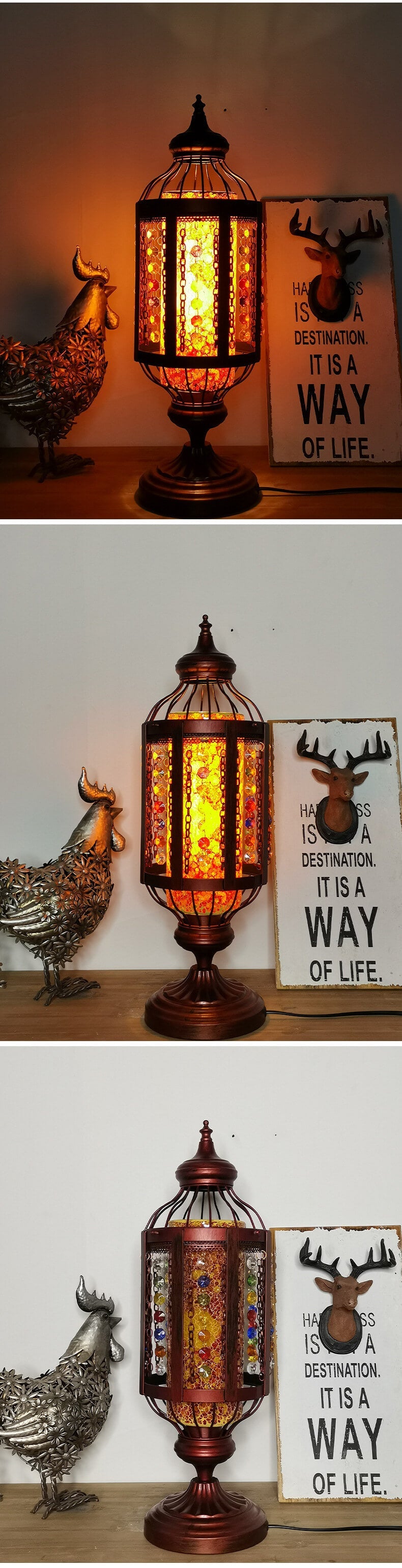 Vintage Turkish Stained Glass Lamp | Handmade Mosaic Lantern Table Light