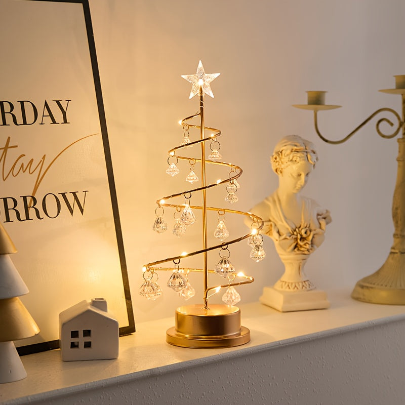 Metal Christmas Tree with Warm White Lights – Elegant Freestanding Holiday Decoration