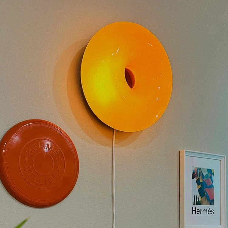 Modern Glass Round Wall Sconce - Yellow Floating Donut Lamp