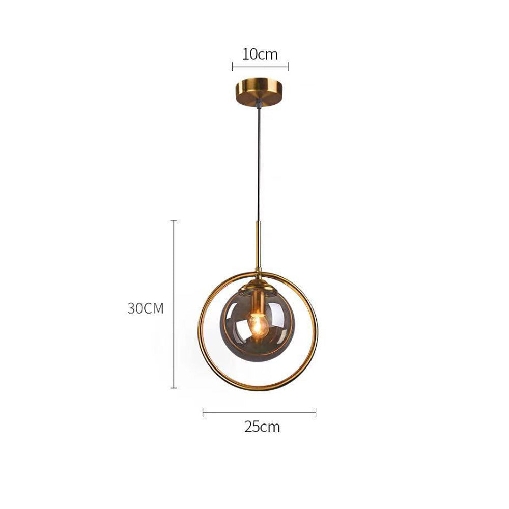 Modern Gold Ring Pendant Light - Clear Glass Globe Fixture