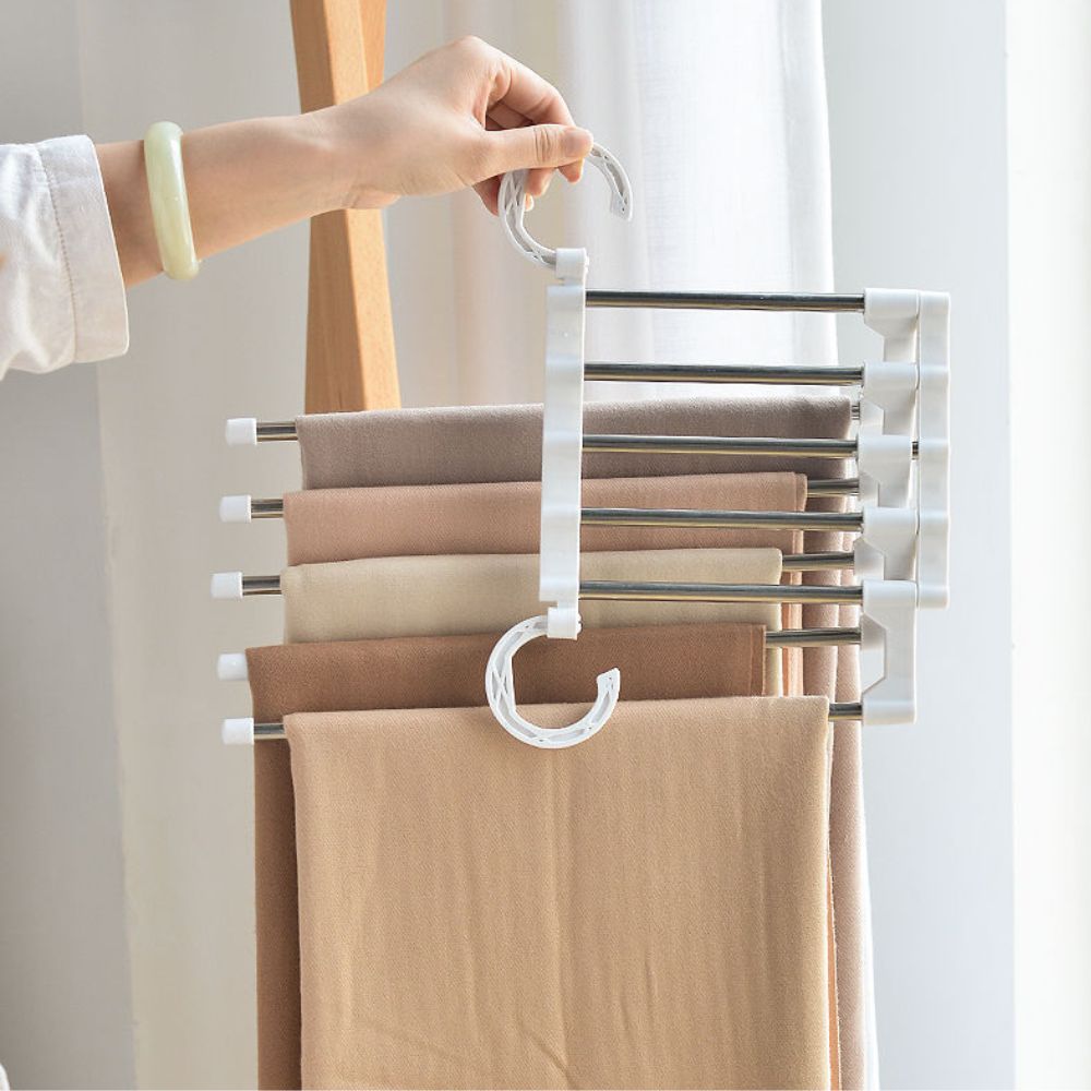 Space-Saving Multi-Functional Pants Hanger - Closet Organizer for Trousers & Jeans