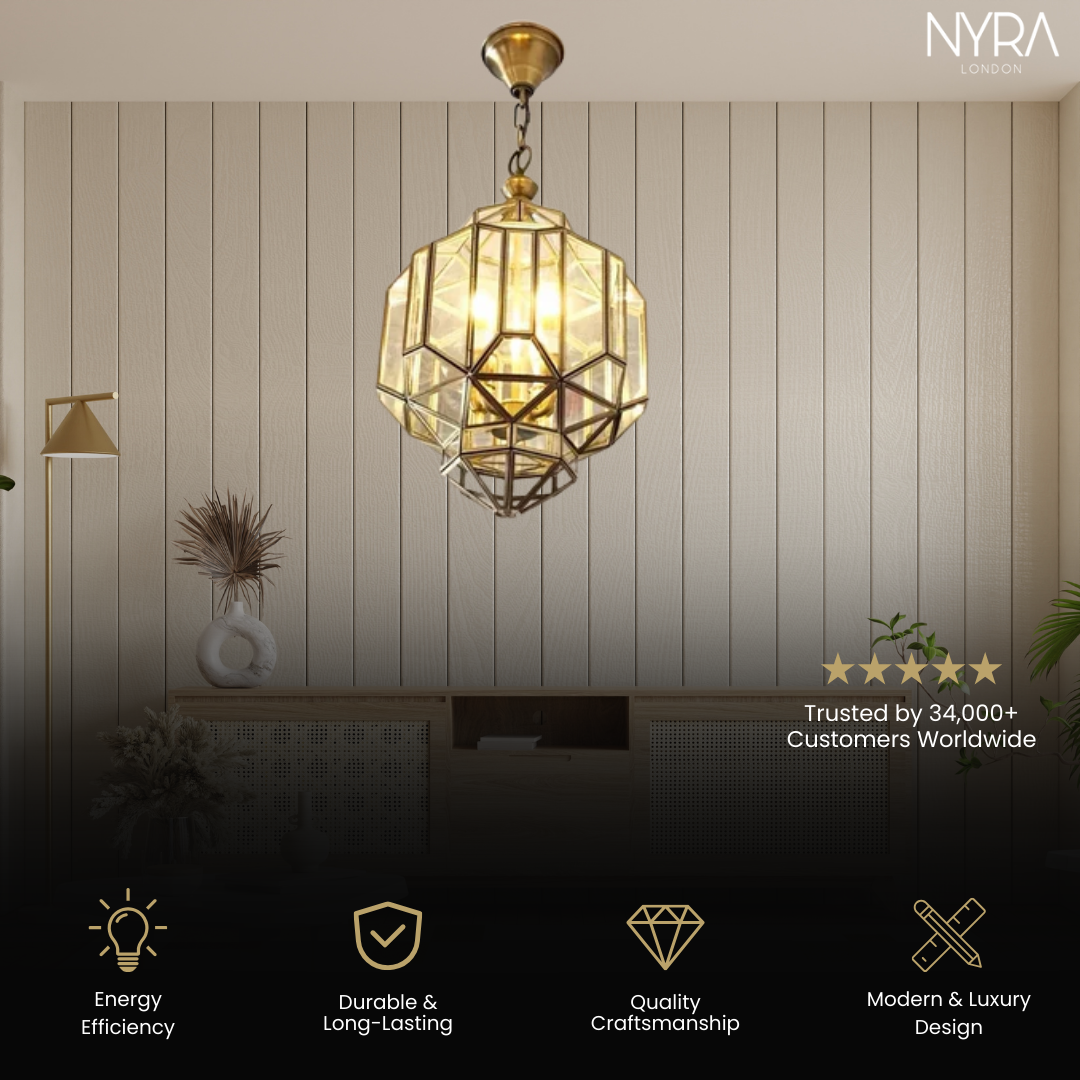 Polygon Glass Pendant Light – Modern Geometric Hanging Lamp