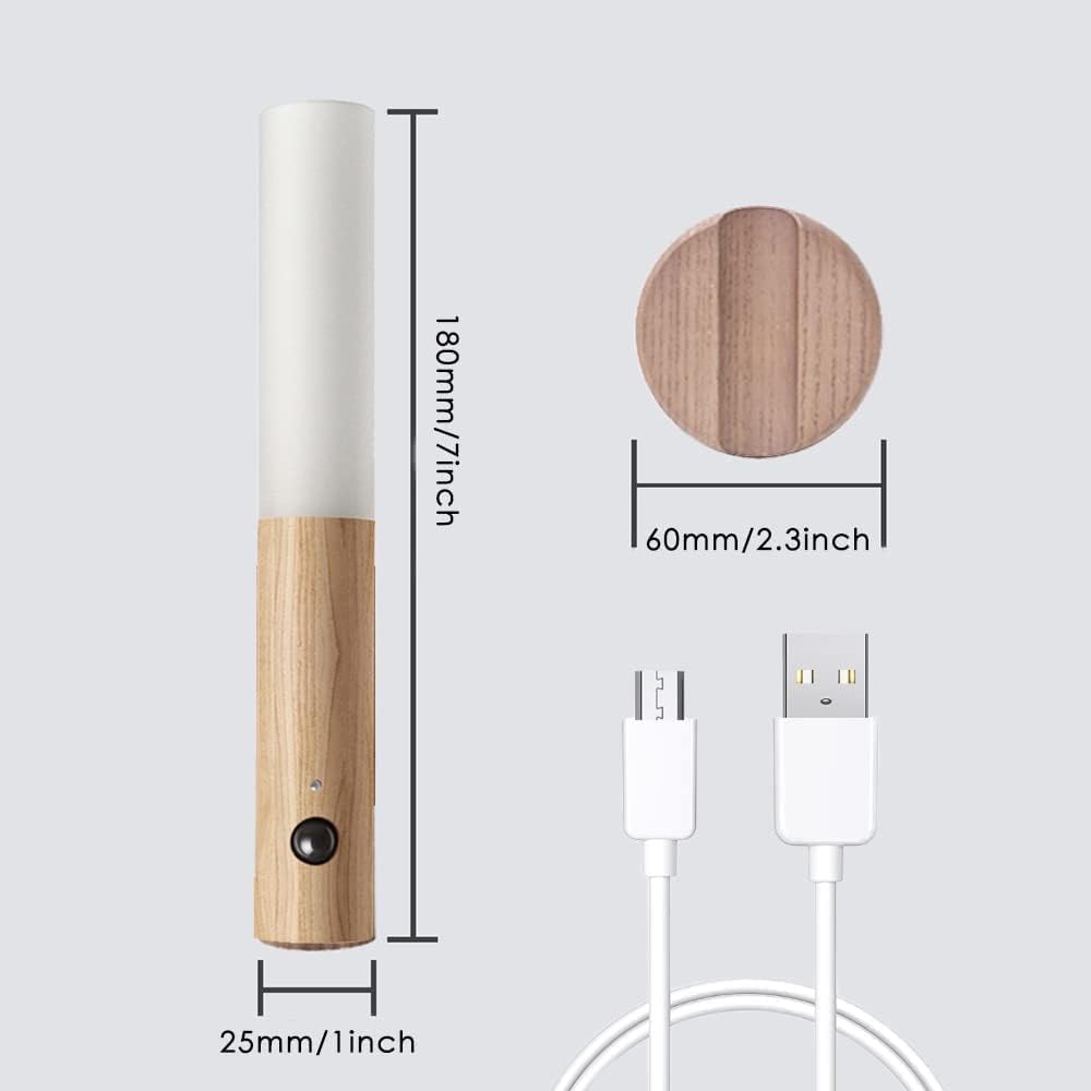 LED Motion Sensor Wall Light Wood Wireless Rechargeable
