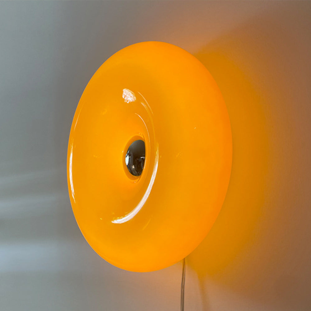 Modern Glass Round Wall Sconce - Yellow Floating Donut Lamp