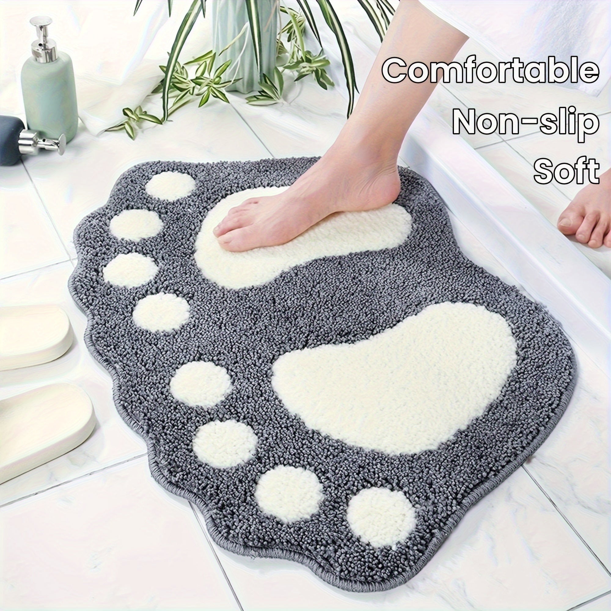 Foot-Shaped Bath Mat – Soft Non-Slip Bathroom Rug for Comfort & Safety